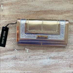 River Island metallic clutch
